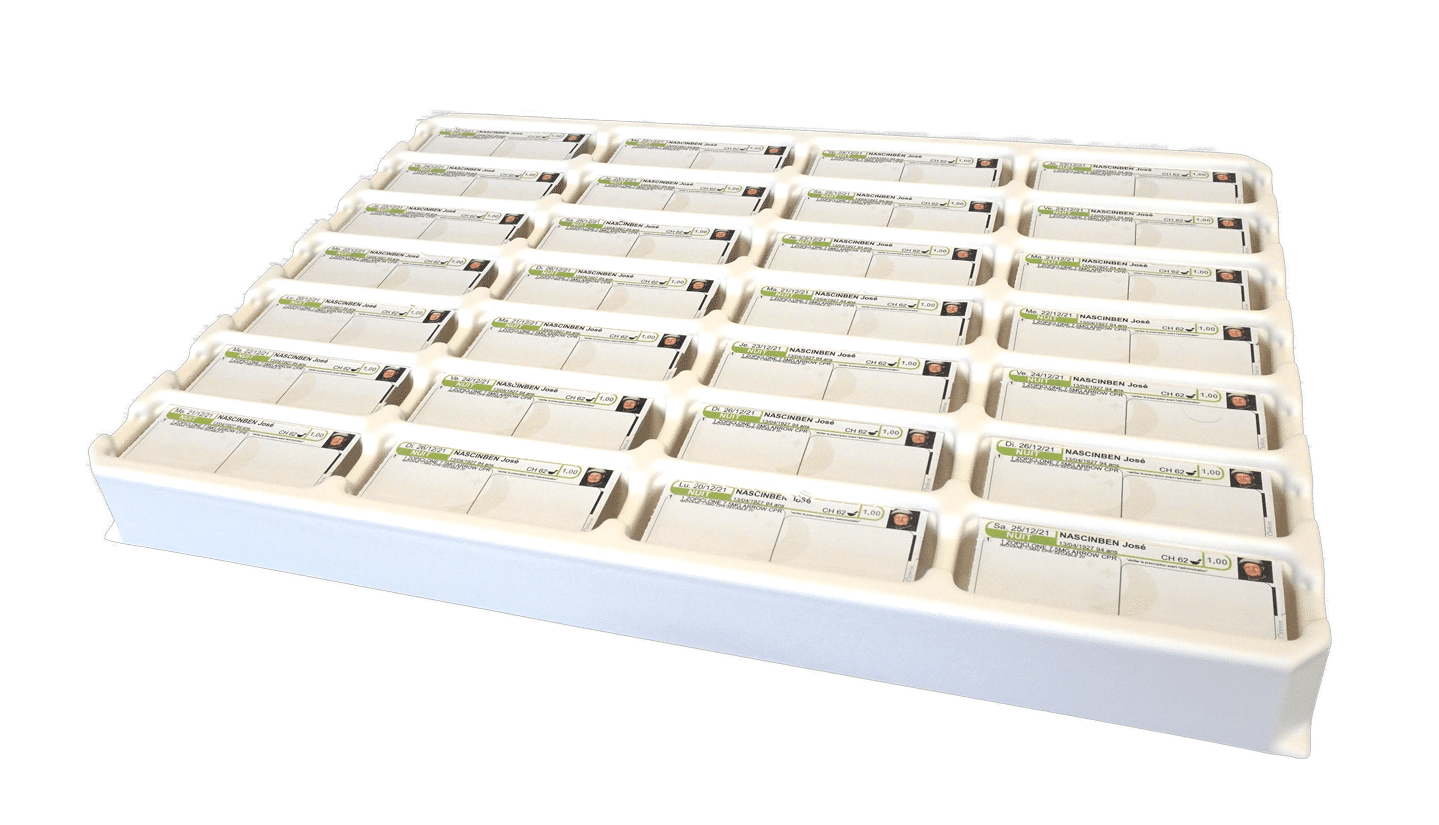 Visuel du plateau pour 28 patients hors-pilulier