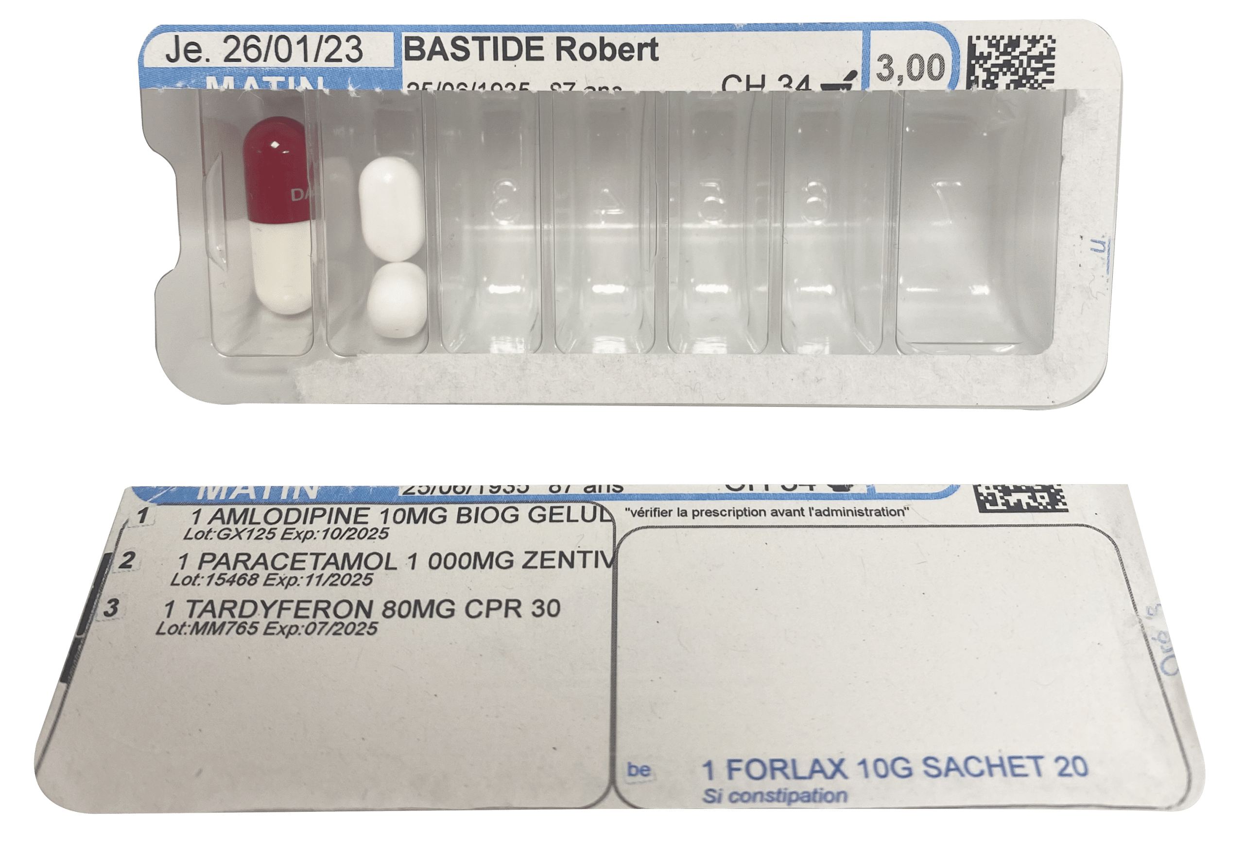 Description pilulier patient oréus PDA 4